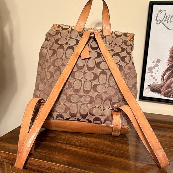 Coach Tan and Brown Signature Backpack - Picture 3 of 10